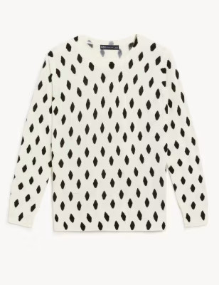 Superzachte trui met ronde hals en ruitprint | Marks and Spencer Benelux