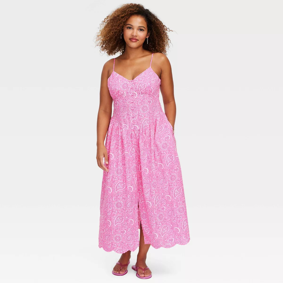 Women's Paisley Floral Drop Waist Midi A-Line Dress Pink - Roller Rabbit x Target XXS | Target