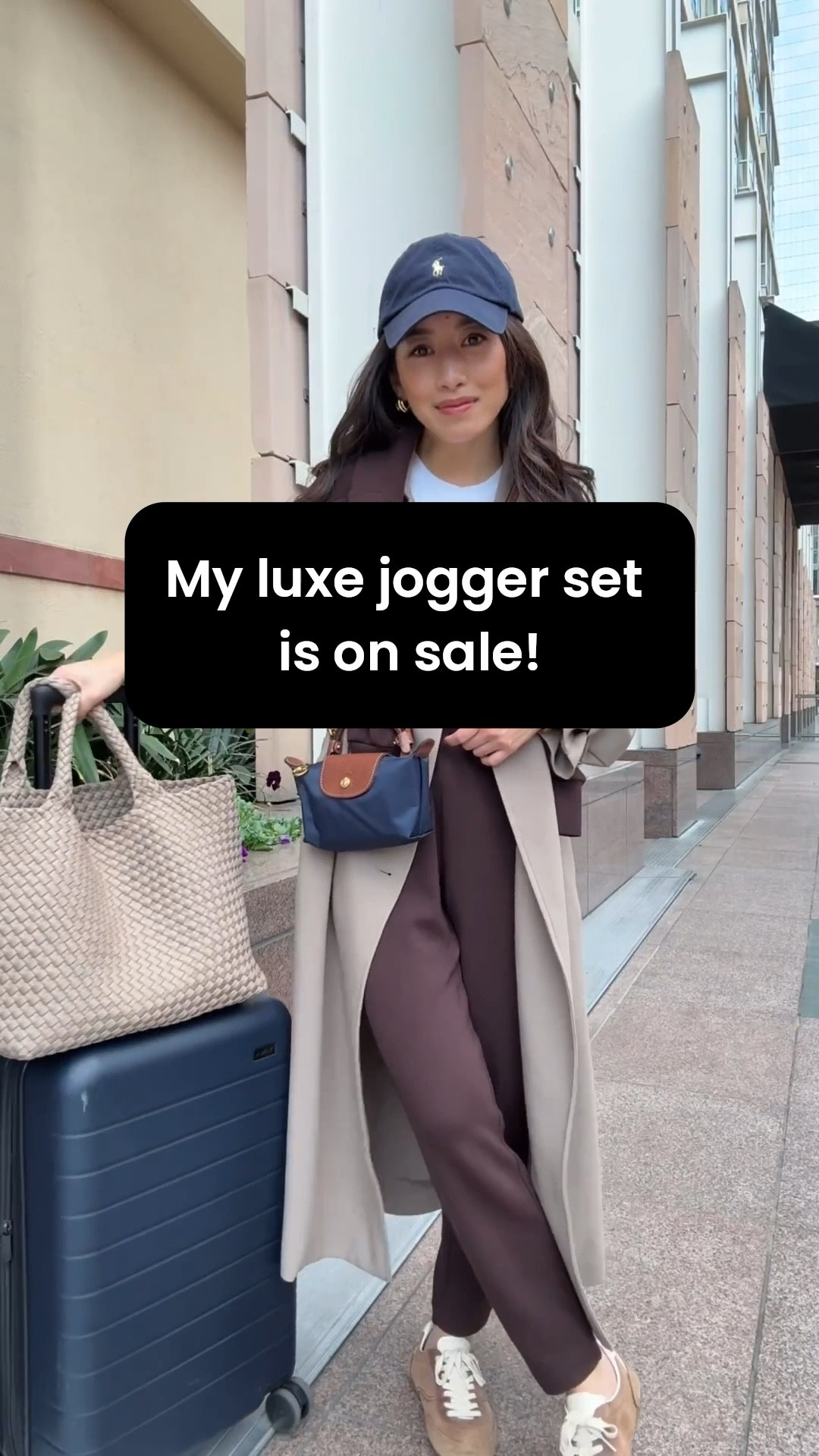 On sale! soft lounge separates I love for WFH, weekends, travel. I do usually buy my tops and bottoms at different stores to find the right stock and size 

• Varley sweatshirt xxs 

• Varley slim pant xxs 25" inseam petite friendly. I can wear cuffed or uncuffed depending on shoes 

I also own and love the 25” cuffed joggers linked under similar 

• Longchamp mini cosmetics bag , strap sold separately . Great for holding essentials and then throwing into a bigger bag to organize as needed 

• Naghedi medium tote in cashmere

• Oak + Fort trench coat xxs (use code JEANTRENCH for 15% off) runs big and long

• old Zara sneakers

• Away the bigger flex carry-on suitcase 

Comfy airport outfit, matching set, petite friendly

#liketkit 

#LTKootd #LTKTravel #LTKPetite