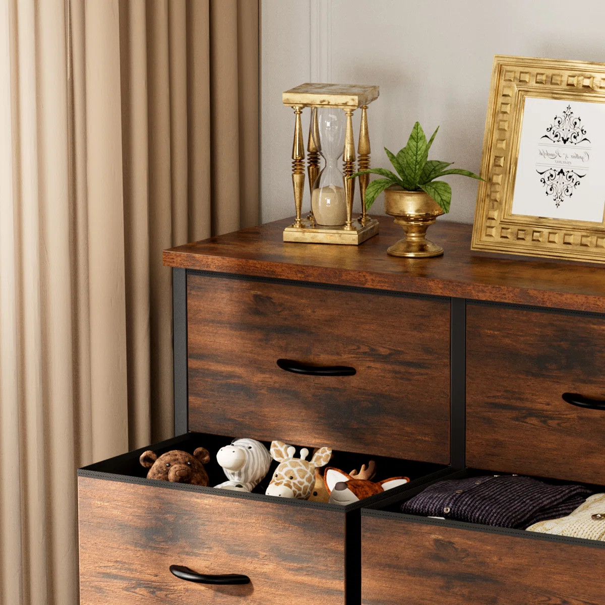 Enegess 31.5" Wide Modern Farmhouse 6 Drawer Dresser with Sturdy Frame | Wayfair North America