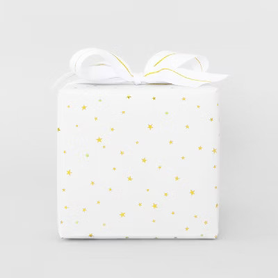 30 sq ft Gold and White Scattered Star Gift Wrap - Sugar Paper™ + Target | Target