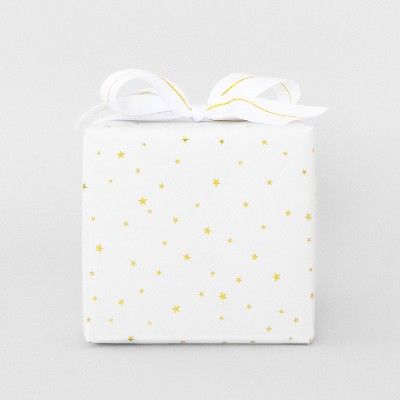 30 sq ft Gold and White Scattered Star Gift Wrap - Sugar Paper™ + Target | Target