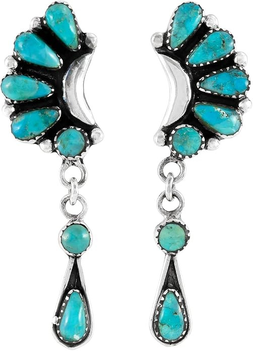 Turquoise Earrings 925 Sterling Silver & Genuine Gemstones (Select Color) | Amazon (US)