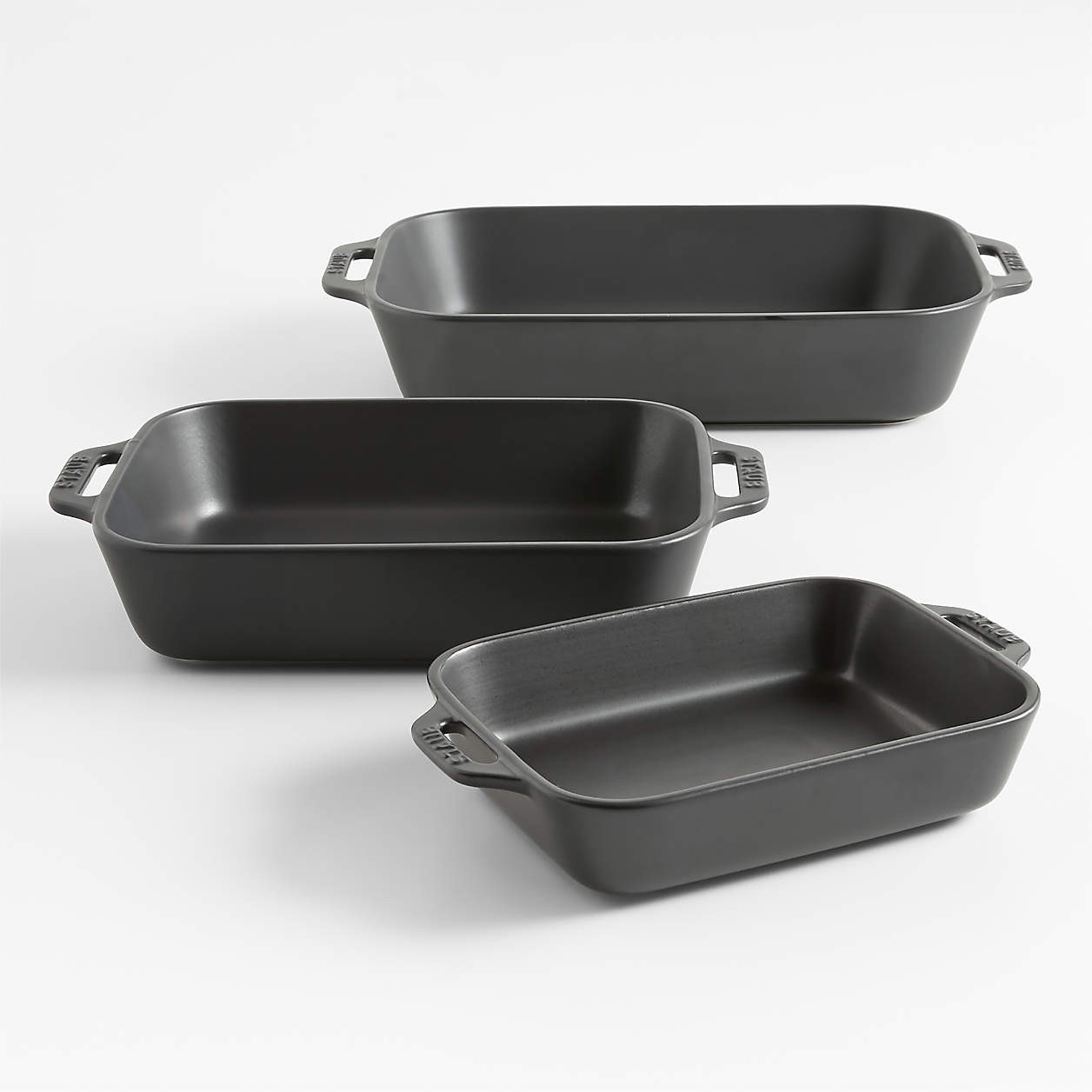 Staub White Rectangular Baking Dishes, Set of 3 + Reviews | Crate & Barrel | Crate & Barrel
