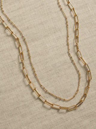 14k Gold Plated Paperclip Necklace | Banana Republic Factory