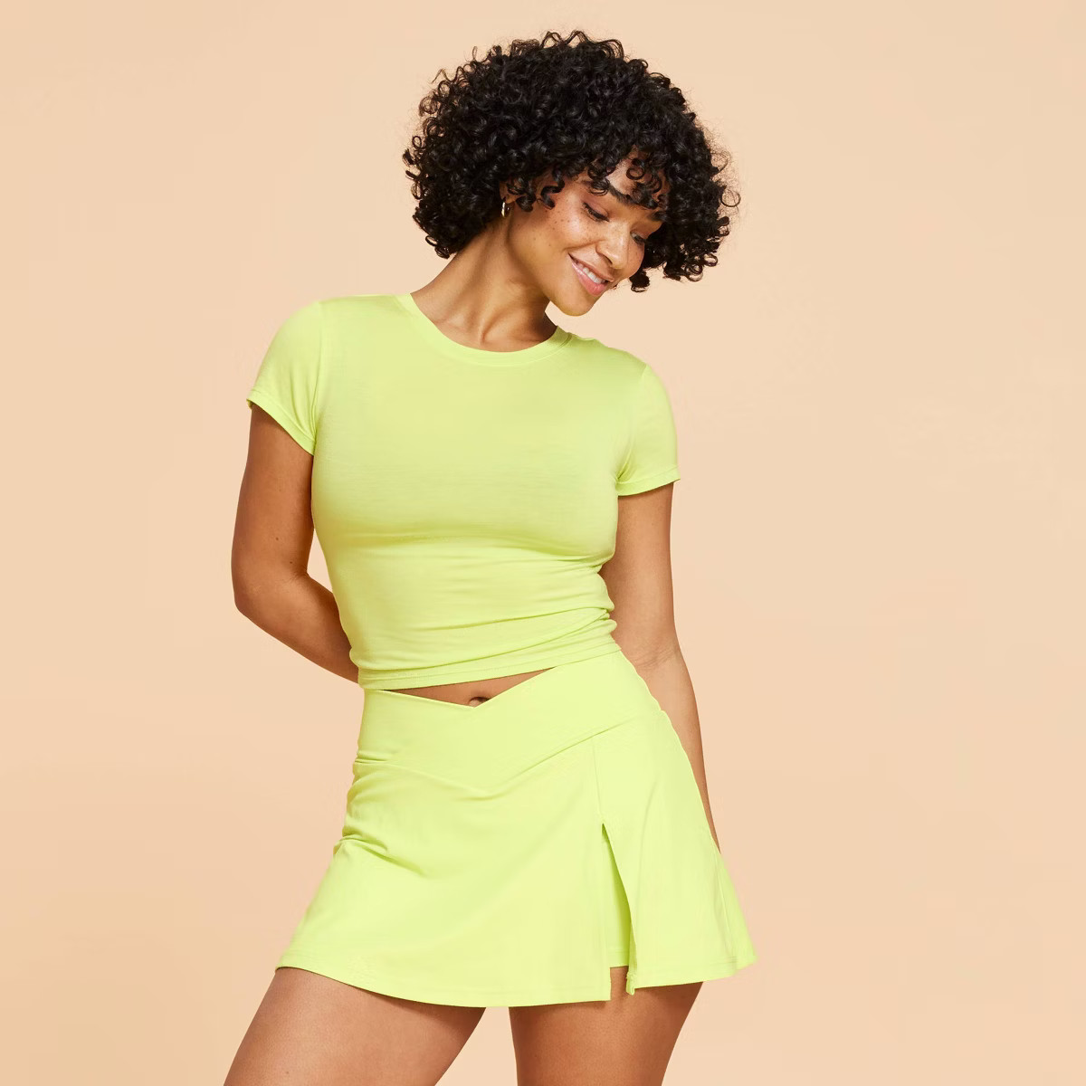 Blogilates Women's Reversible Bow Back Short Sleeve Top - Lime Green S | Target