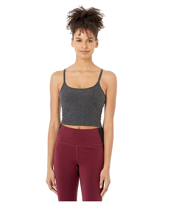 Beyond Yoga Spacedye Slim Racerback Cropped Tank Top (Black/Charcoal) Women's Sleeveless | Zappos