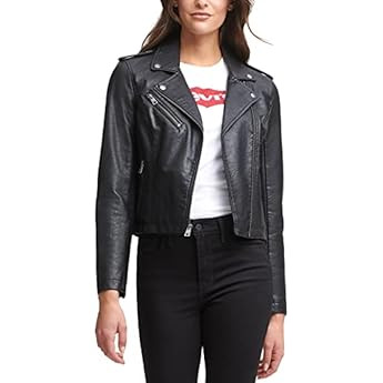 Women's Faux Leather Belted Motorcycle Jacket (Standard & Plus Sizes) | Amazon (US)