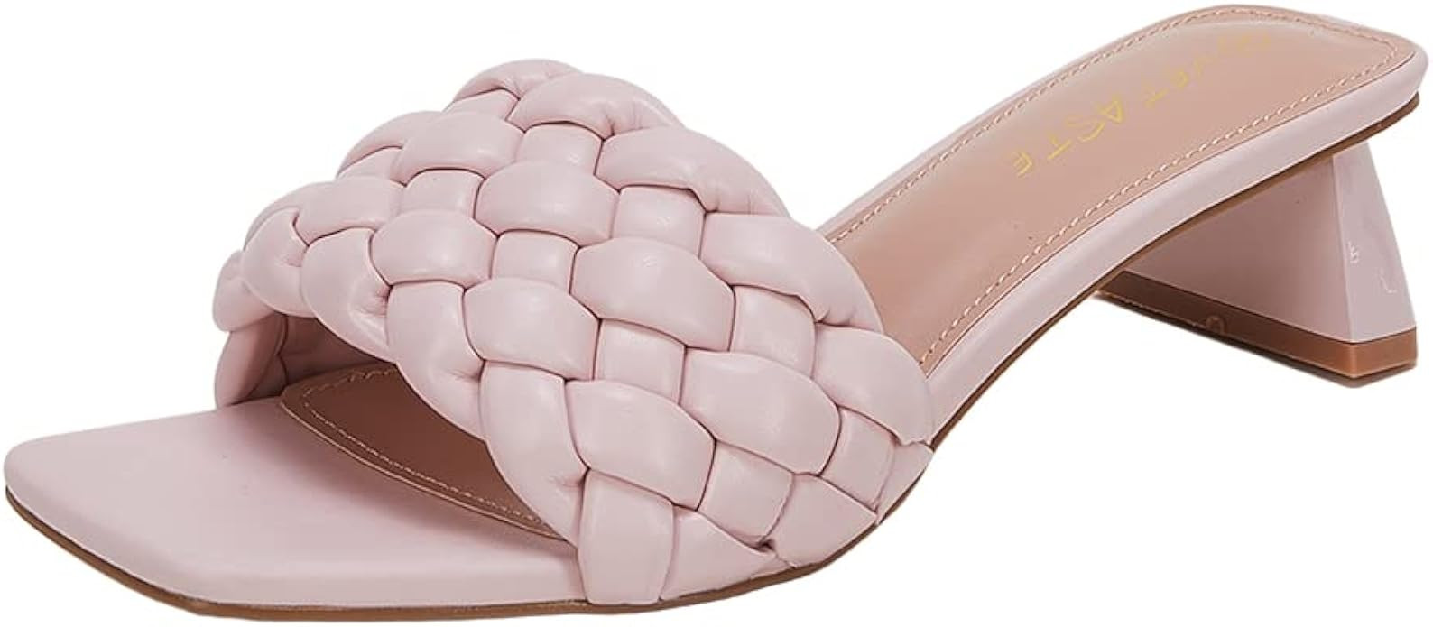VETASTE Women's Braided Heeled Sandals Square Open Toe Mules Backless Chunky Low Block Heels Slip... | Amazon (US)