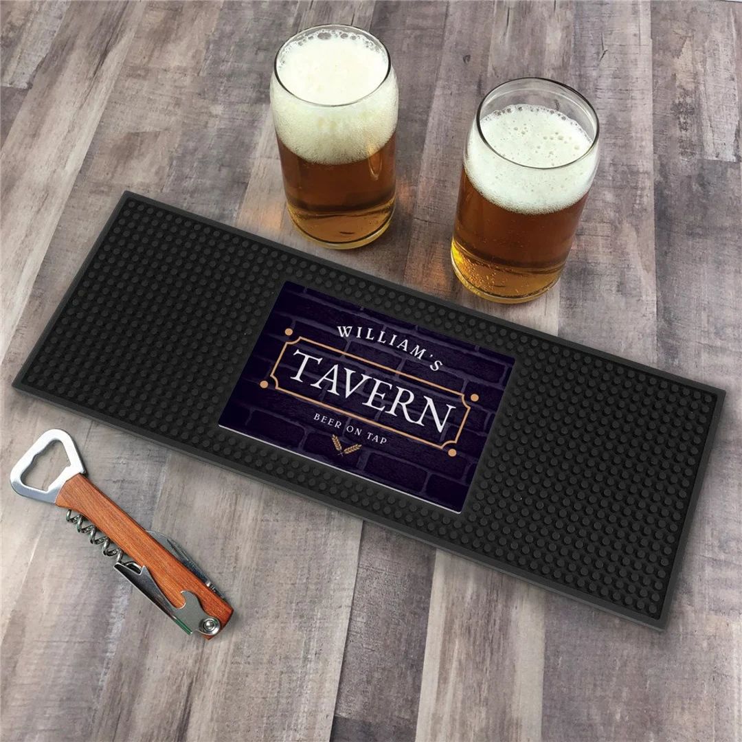 Tavern Style Personalized Bar Mat, Customized Bar Mat, Home Bar Accessories, Fathers Day Present,... | Etsy (US)