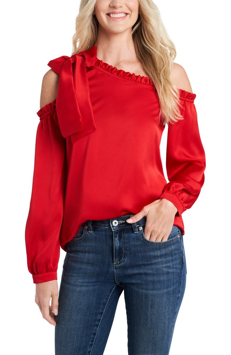 CeCe One-Shoulder Ruffle Bow Blouse | Nordstrom | Nordstrom
