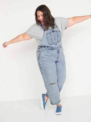 Light-Wash Ripped Workwear Plus-Size Jean Overalls | Old Navy (US)