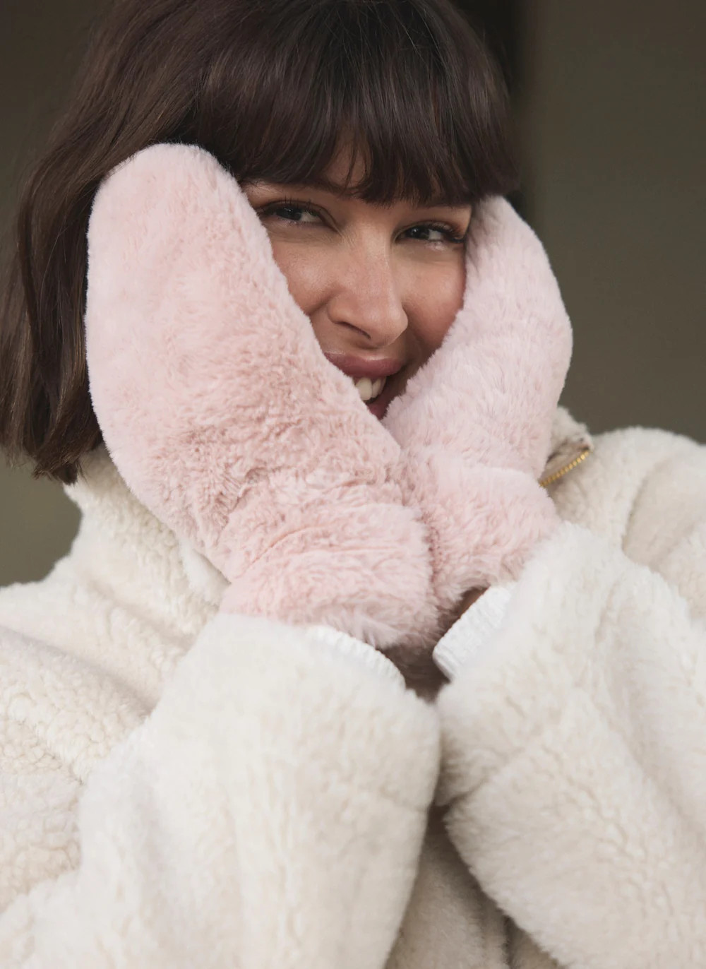 Pink Faux Fur Mittens | Mint Velvet - US