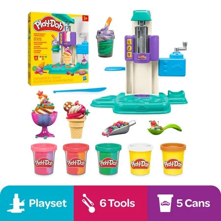 Play-Doh Rainbow Swirl Ice Cream Play Doughs Playset, Birthday Gifts, 2 oz, Ages 3+ | Walmart (US)