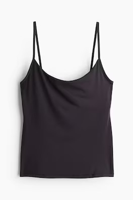 Microfiber Camisole Top - Low-cut Neckline - Sleeveless - Dark beige - Ladies | H&M US | H&M (US + CA)