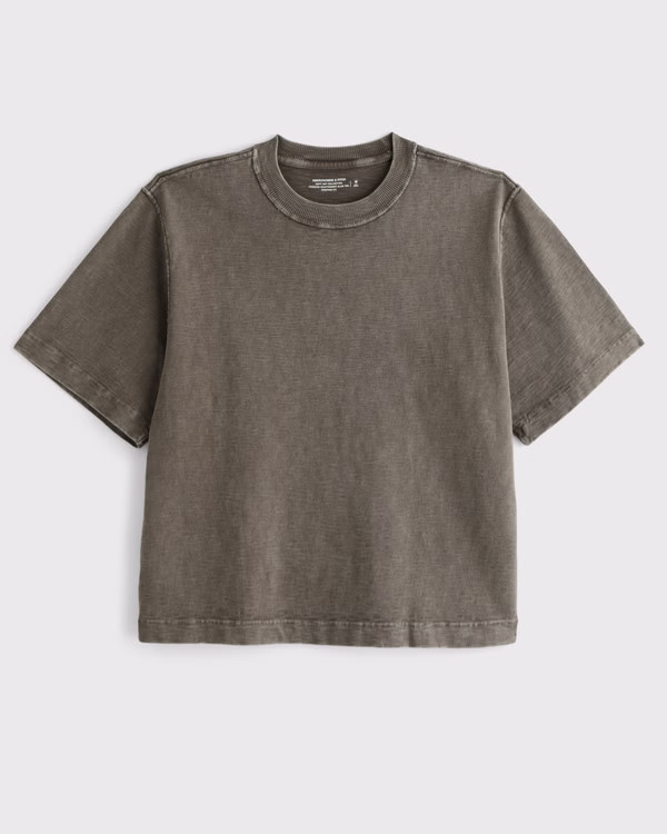 Premium Heavyweight Slub Cropped Tee | Abercrombie & Fitch (US)