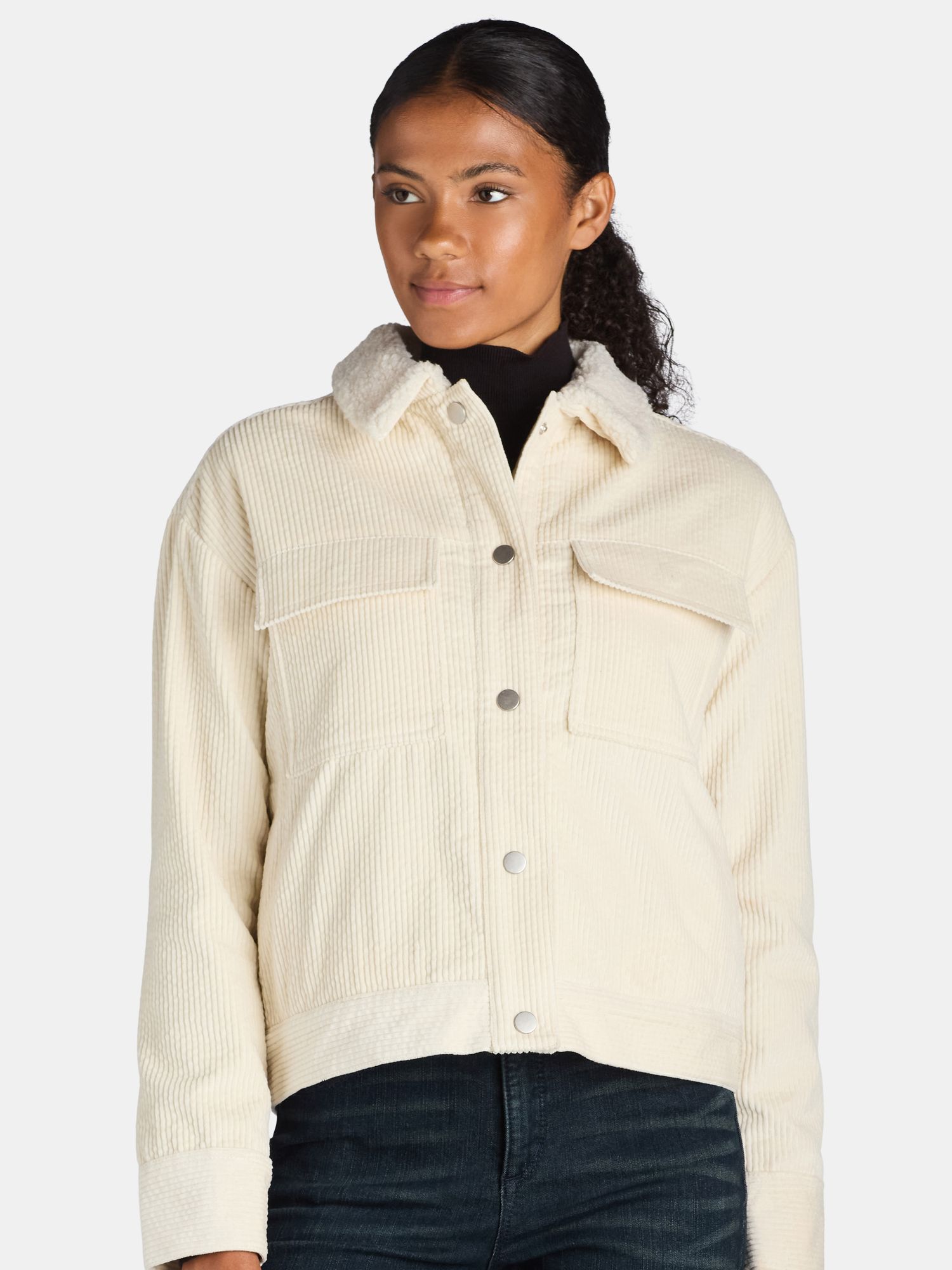 Time and Tru Women’s and Women’s Plus Corduroy Utility Jacket, Sizes XS-3X | Walmart (US)