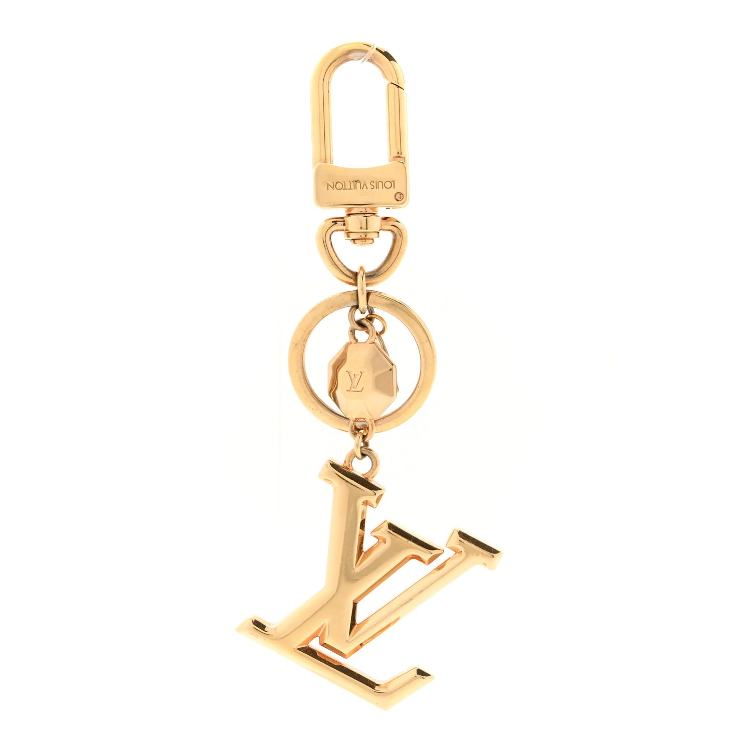 LV Facettes Bag Charm Key Holder Gold | FASHIONPHILE (US)