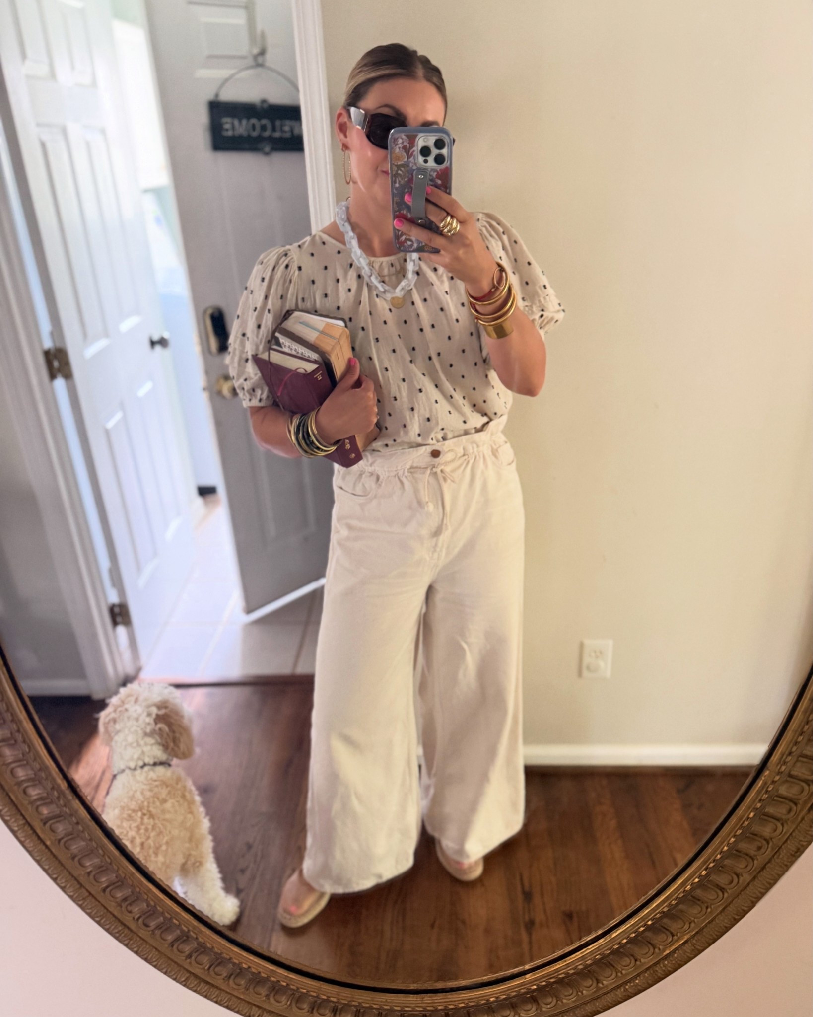 Not sure about a monochromatic look?! Add a printed top 🙌🙌🙌. This one is an oldie, but goodie from several years ago. Linked some similar ideas for you!