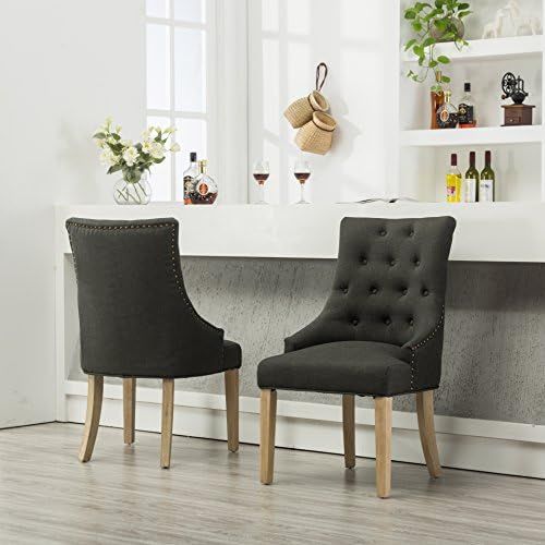 Roundhill Furniture C169CC Button Tufted Solid Wood Wingback Hostess Chairs with Nail Heads, Set of  | Amazon (US)