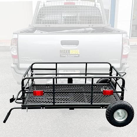 MaxxHaul Hitch N Roll Detachable Cargo Carrier Quick Detachable Basket Cart with 10" Flat Free Ti... | Amazon (US)