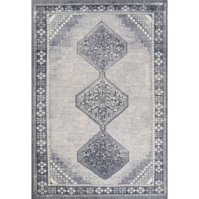 Momeni 9'x12' Luna Sylvia Medallion Handtufted Area Rug Blue: Classic Rectangle, Low Pile, Indoor, Cotton & Latex Backing | Target
