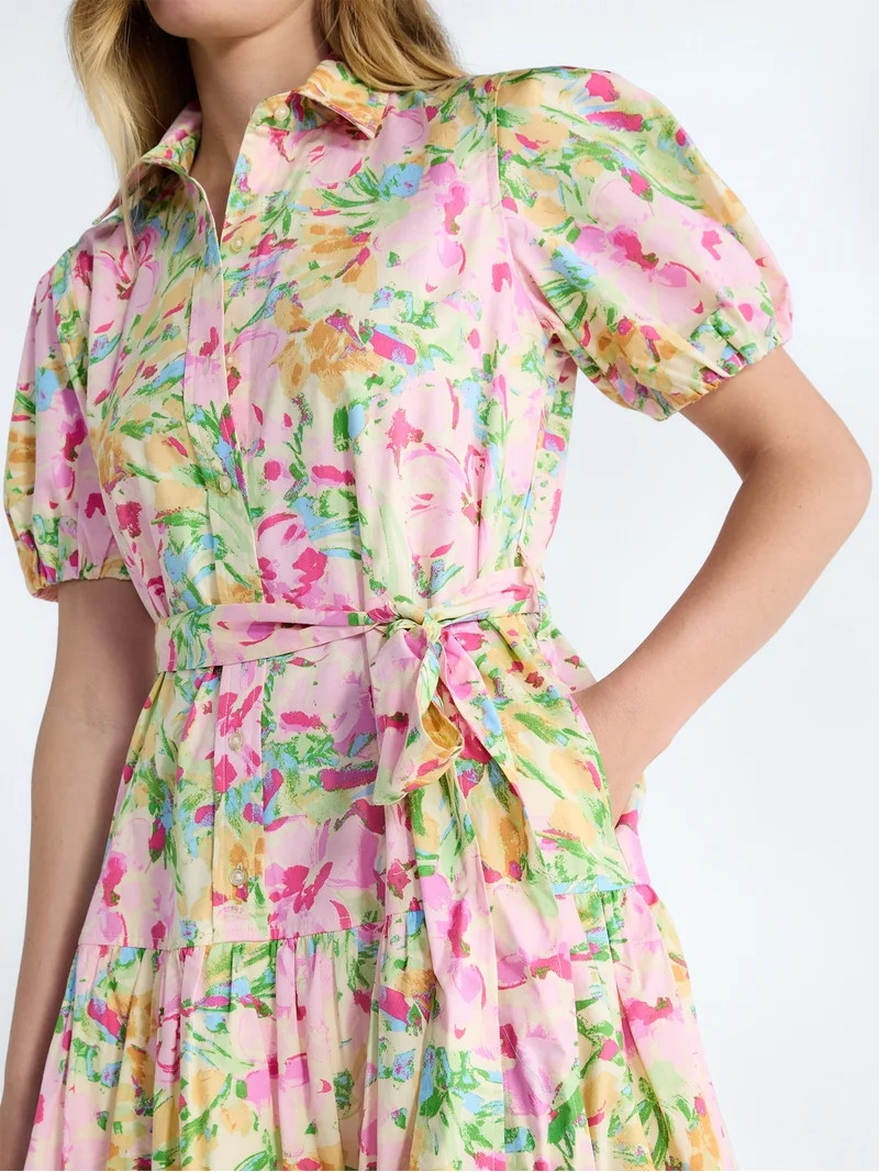 Free Assembly Women's and Women's Plus Cotton Mini Dress with Puff Sleeves, Sizes XS-4X - Walmart... | Walmart (US)