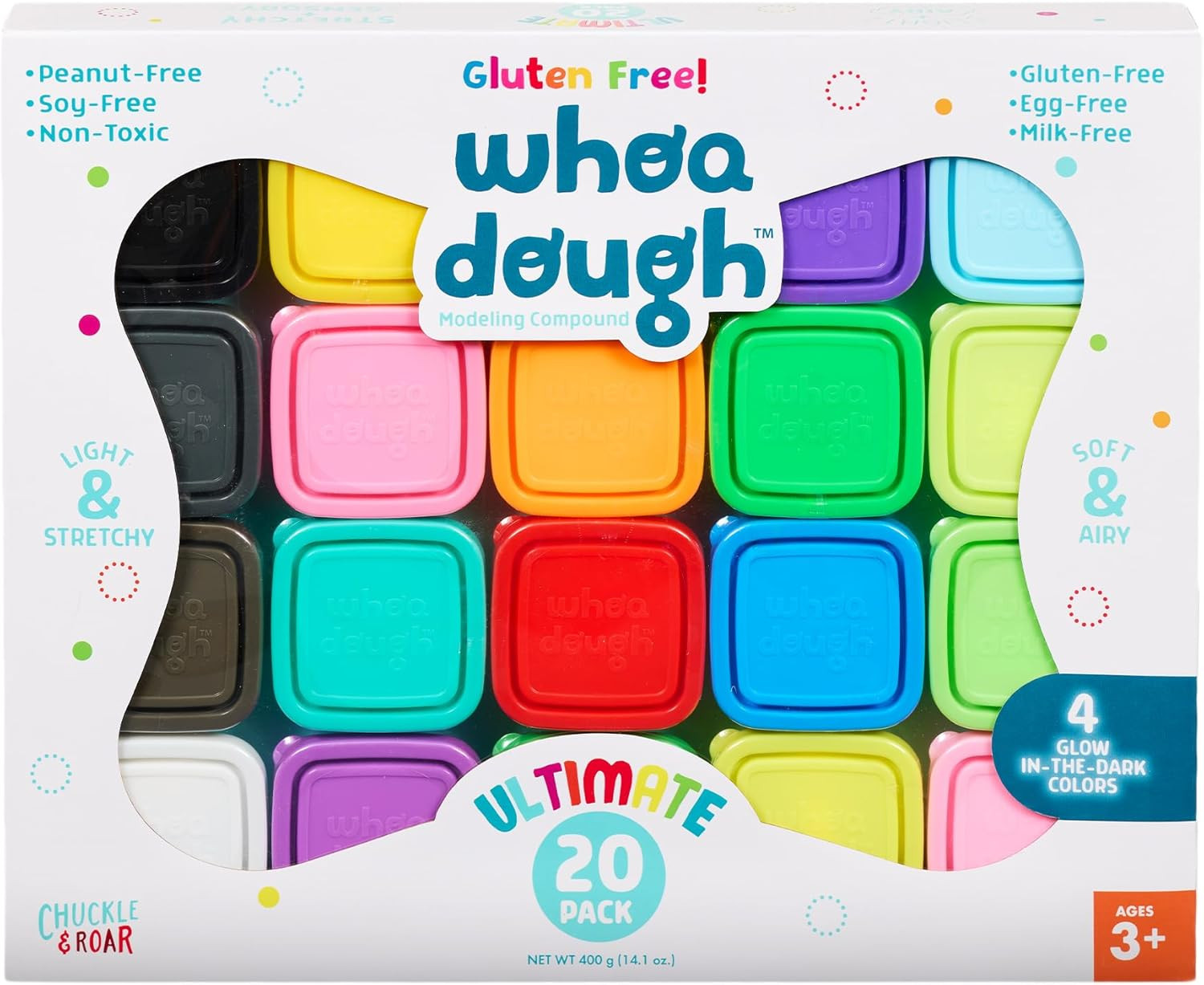 Chuckle & Roar - Whoa Dough Ultimate Pack - 20 Whoa Dough Containers - Safe and Non-Toxic - Glows... | Amazon (US)