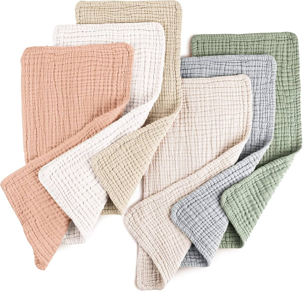 Konssy Muslin Baby Burp Cloths Sets for Unisex- 6 Pack Large 100% Cotton Burping Clothes for Newb... | Amazon (US)