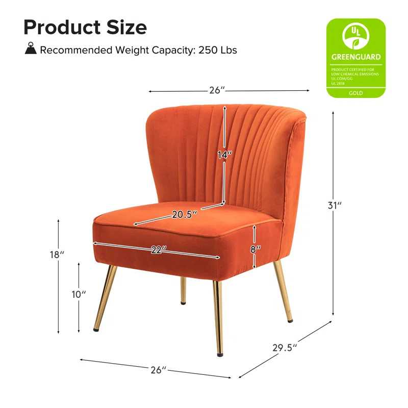 Euclid Velvet Accent Chair with Metal Legs | Wayfair North America