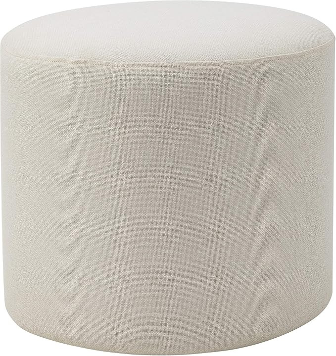 Wovenbyrd 19-Inch Wide Round Pouf Ottoman Footstool, Cream Fabric | Amazon (US)