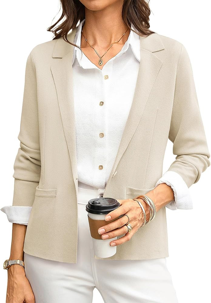 GRACE KARIN Women Sweater Blazer Business Casual 2026 Knit Suit Jackets Long Sleeve Lightweight C... | Amazon (US)