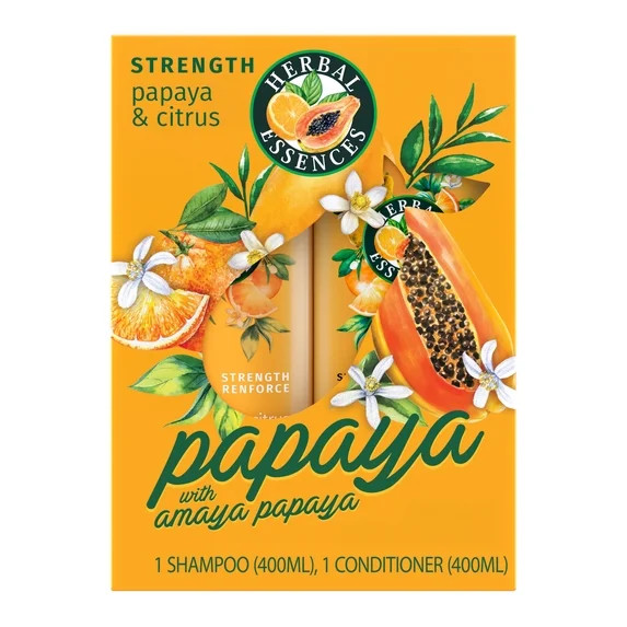 Herbal Essences Strength Shampoo & Conditioner Set with Papaya and Citrus 13.5 fl oz 2 Count | Walmart (US)
