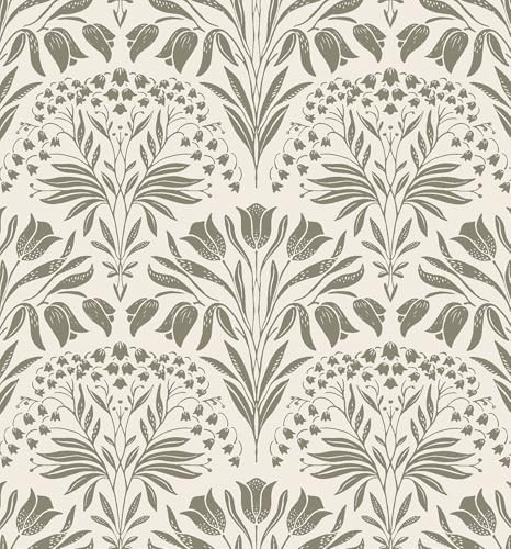 EchoSphere 16.9in X 118in Vintage Floral Peel and Stick Wallpaper Dark Grey Contact Paper Tulip F... | Amazon (US)