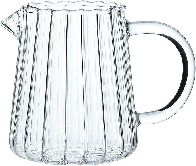 CHOOLD Elegant Wave Shaped Crystal Glass Creamer Coffee Pitcher/Serving Jug for Kitchen - Milk an... | Amazon (US)