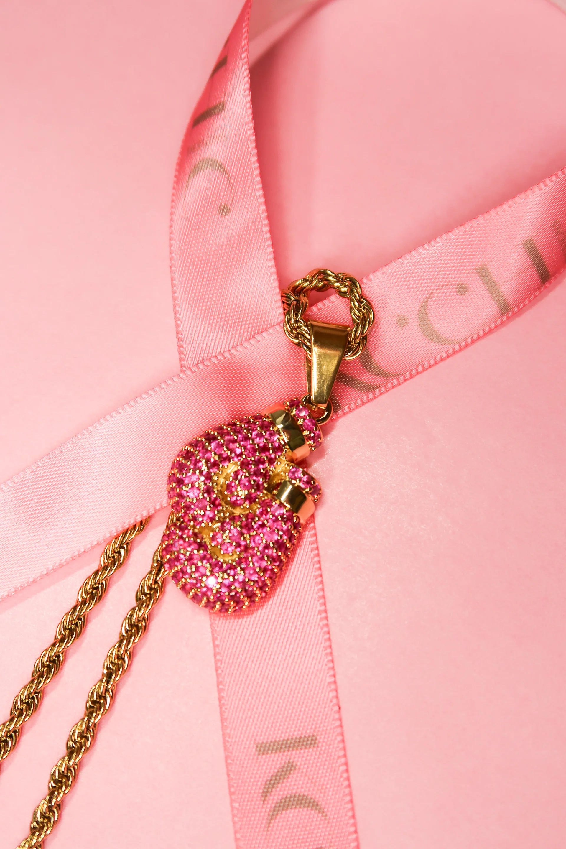 Unbroken Spirit Pink Crystal Boxing Gloves 316L Stainless Steel Neckla | KC Chic Designs