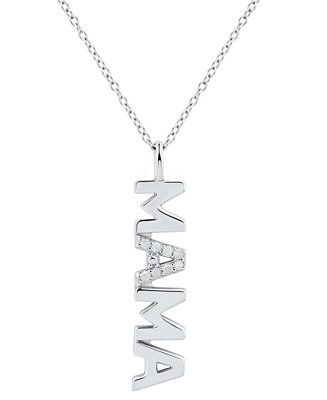 Diamond "MAMA" Pendant Necklace (1/10 ct. t.w.) in Sterling Silver | Macys (US)