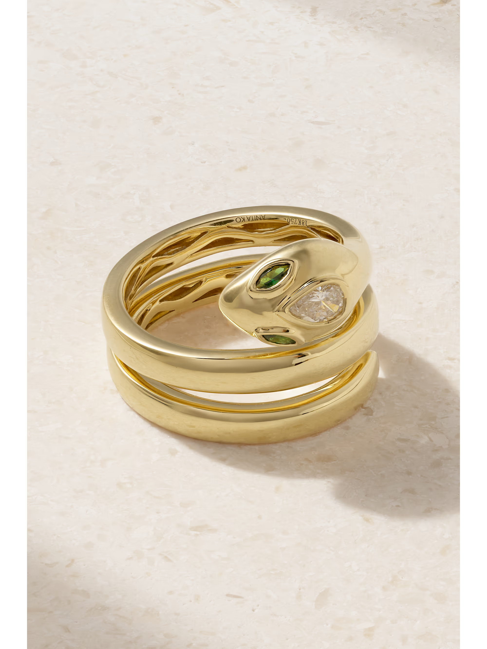 Snake Coil 18-karat gold, diamond and emerald pinky ring | NET-A-PORTER (UK & EU)