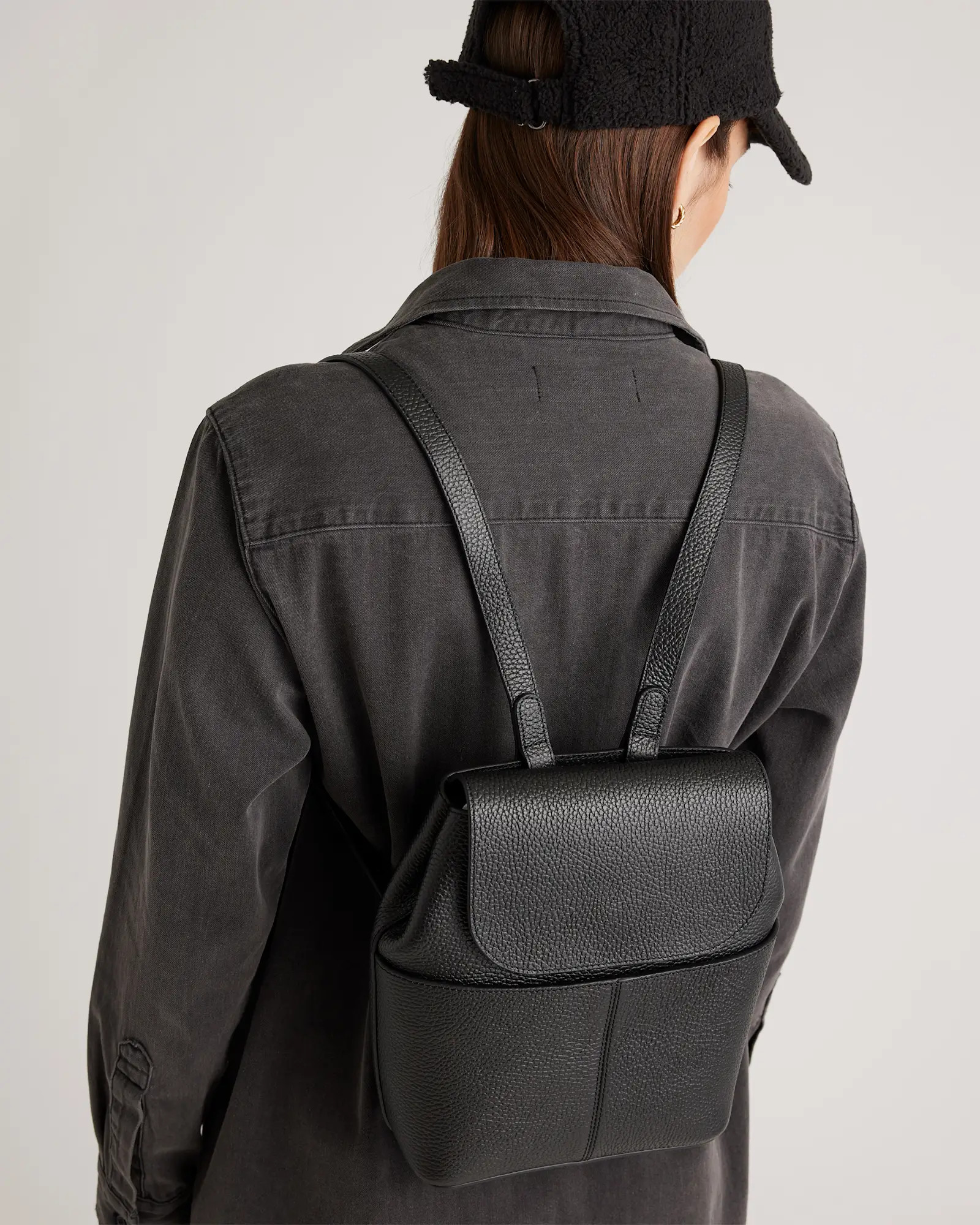 Italian Leather Small Backpack in Black | Quince