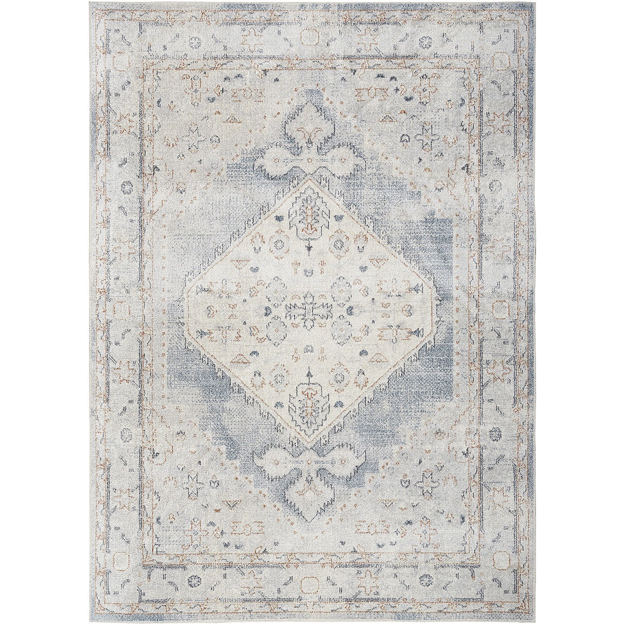 Nourison Astra Machine Washable Bohemian Light Blue 5'3" x 7' Area Rug, (5x7) | Walmart (US)
