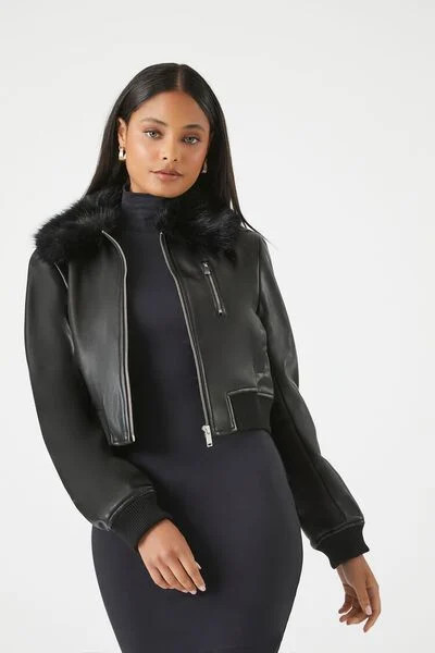 Faux Fur Moto Jacket | Forever 21 (US)