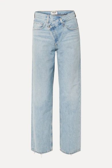AGOLDE - Criss Cross Upsized Distressed High-rise Wide-leg Jeans - Light denim | NET-A-PORTER (US)