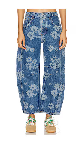 x We The Free Good Luck Printed Barrel Jean | Revolve Clothing (Global)