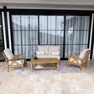 Campana 4 - Person Teak Outdoor Conversation Set With Cushions | Wayfair North America