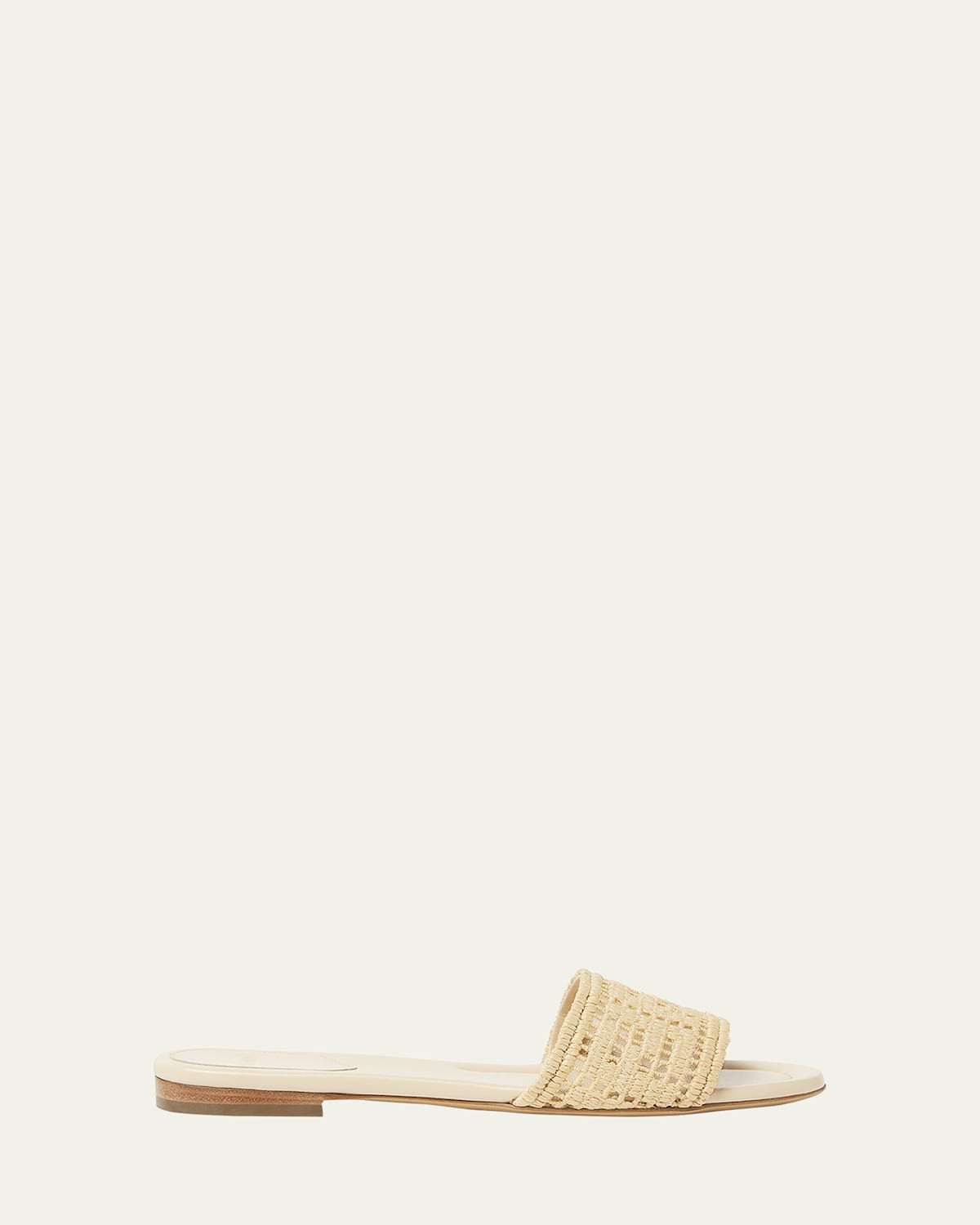 Sunshine FF Raffia Leather Slide Sandals | Bergdorf Goodman