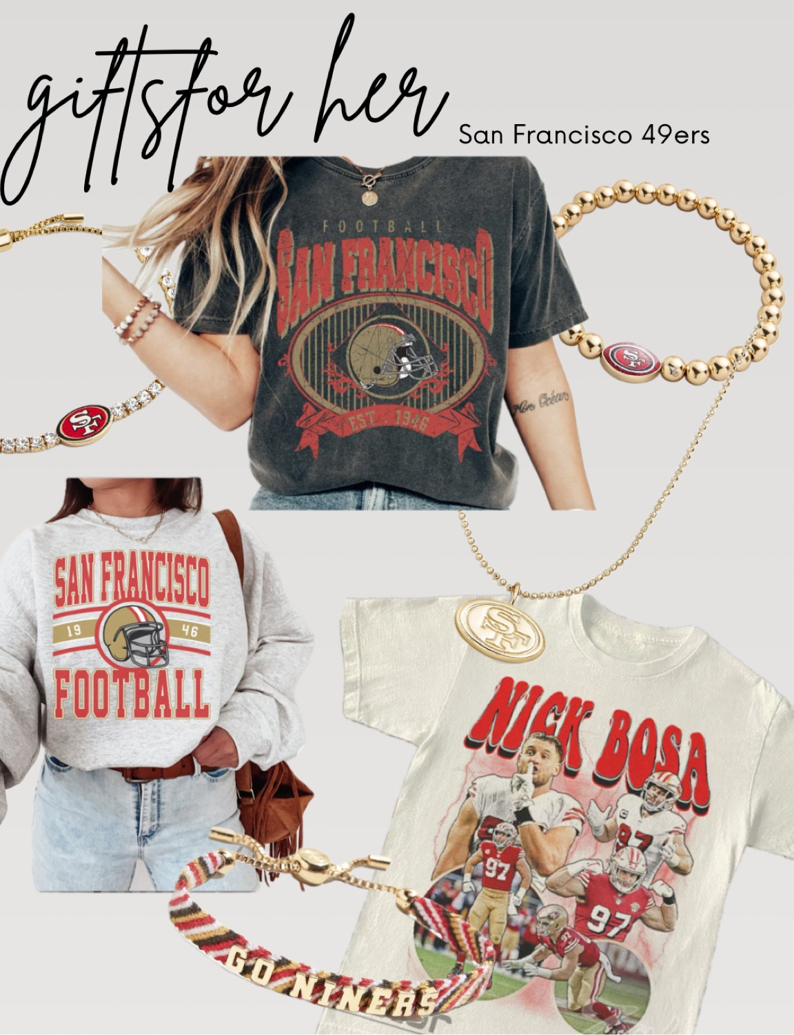 For the San Francisco 49ers girlies ✨ Stylish gear to get you though the season in red and gold! ❤️💛 #49ers #sf49ers 

#LTKGiftGuide #LTKSeasonal #LTKfindsunder50