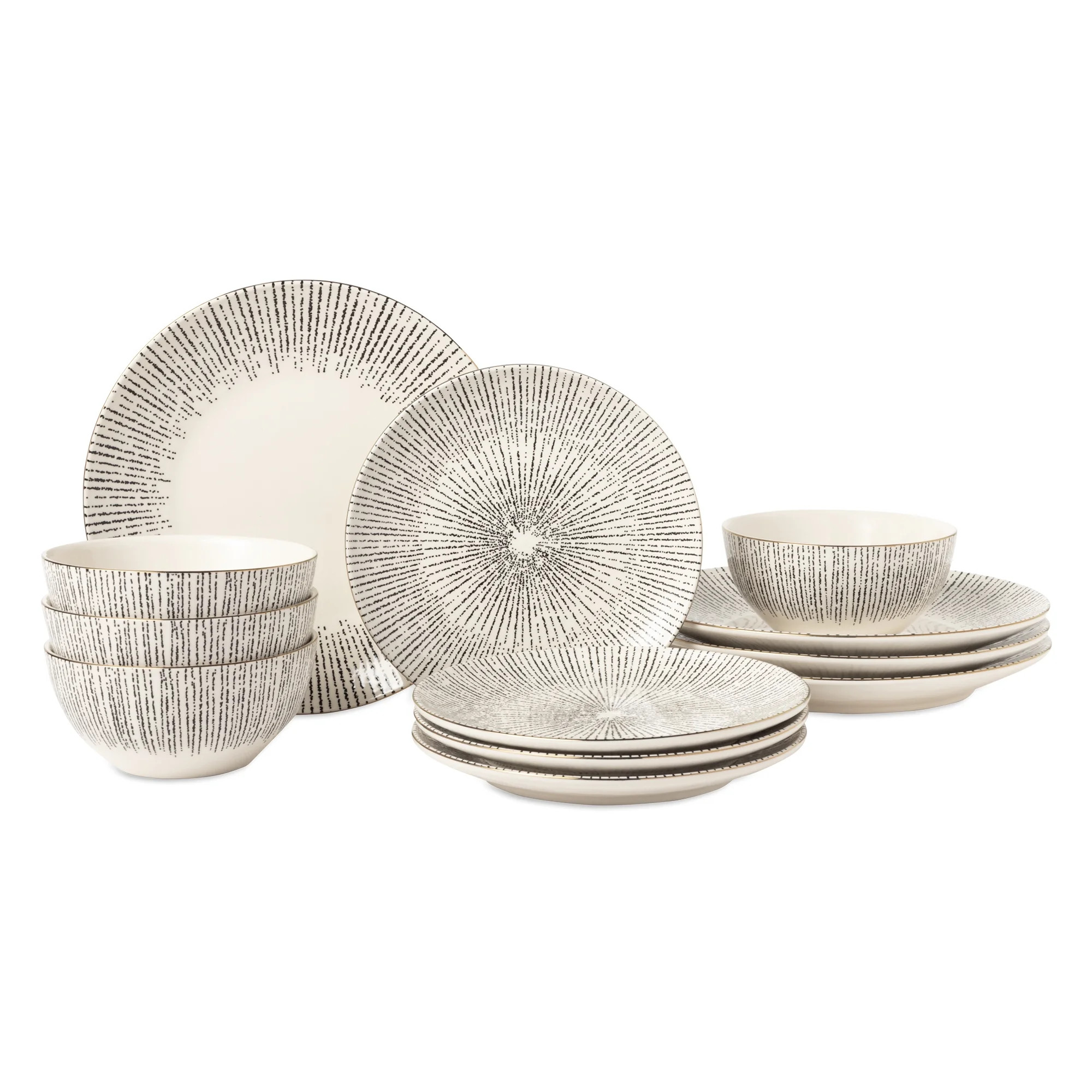 Thyme & Table Riley 12-Piece Ceramic Dinnerware Set | Walmart (US)