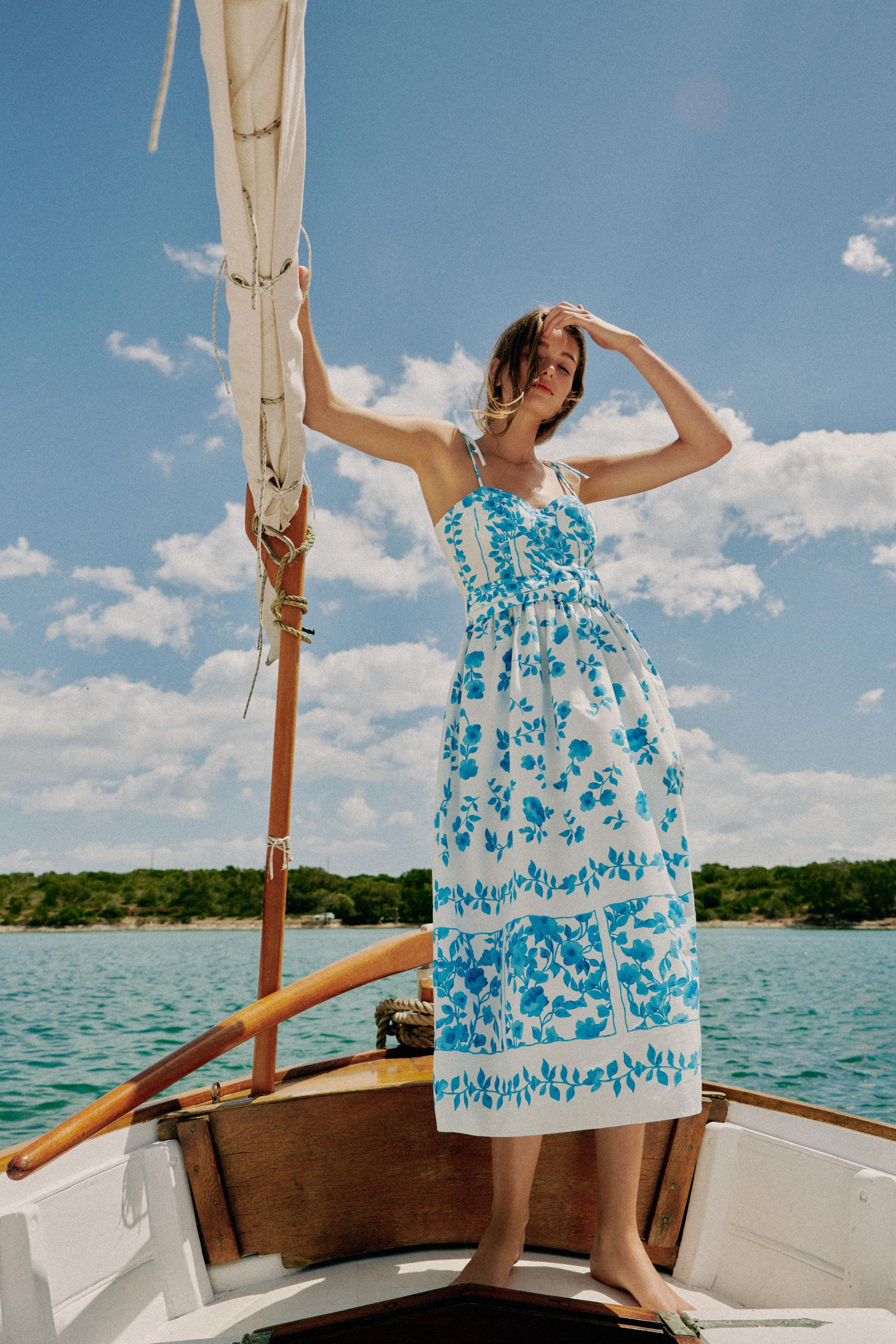 POPLIN PRINT MIDI DRESS | Zara US