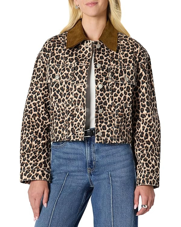 Amazon Essentials Women's (Demi's Pick) Oversized-Fit Cropped Denim Jacket with Contrast Collar | Amazon (UK)