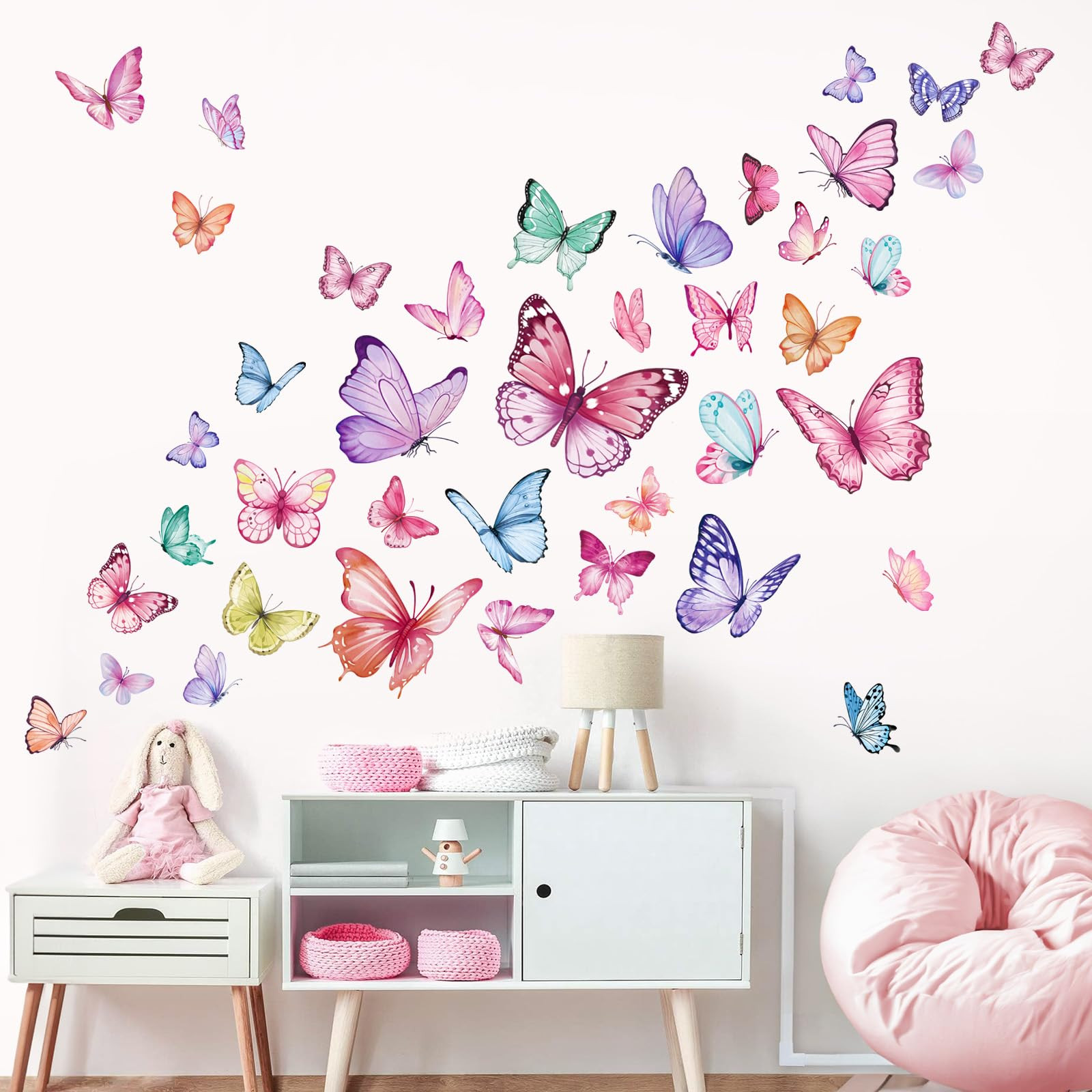 wondever Watercolor Butterfly Wall Stickers Colorful Butterflies Peel and Stick Wall Art Decals f... | Amazon (US)